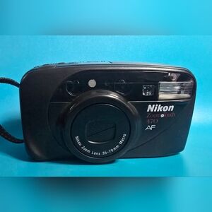 Nikon Black Compact Film Camera with 35-70mm Zoom, Carry Case And Film